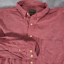 Eddie Bauer Long Sleeve Button Up Shirt Mens XXL Tall Red Check
