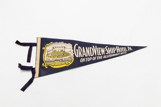 Vintage Grand View Ship Hotel Pennsylvania Souvenir Felt Pennant 15"