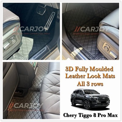 3D Moulded Leather-Look Floor Mats Custom Fits Chery Tiggo 8 Pro Max all 3 rows