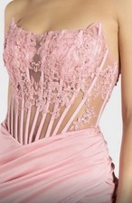 Windsor Pink Floral Lace Mermaid Long Dress Sleeveless Sweetheart Side Slit M