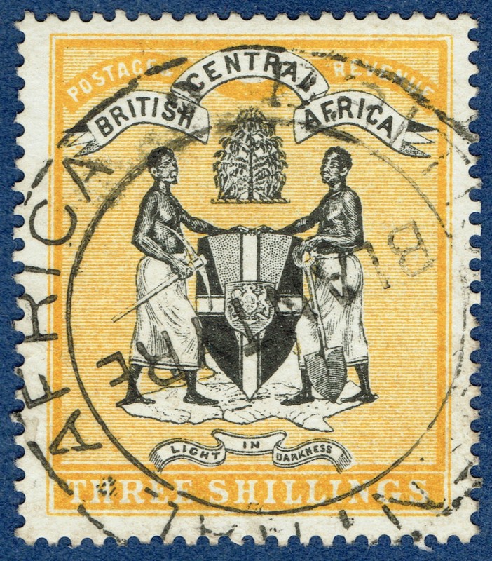 BCA Nyasaland 1895 SG#27 used 3/- black & yellow  [mag733]