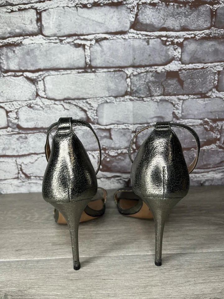 Arezzo Gun Metal Metallic Silver Straps Stiletto Heels Women’s Sz 41EU/10M US - Image 4 of 4