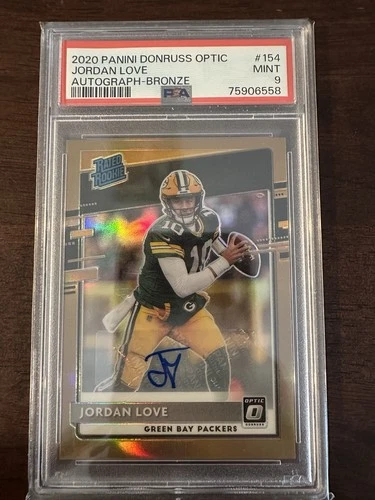 2020 NFL Donruss Optic Jordan Love Rated Rookie Bronze Auto #154 PSA Packers