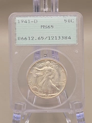 1941-D Liberty Walking Half Dollar 50C PCGS MS65 OGH Old Green Holder