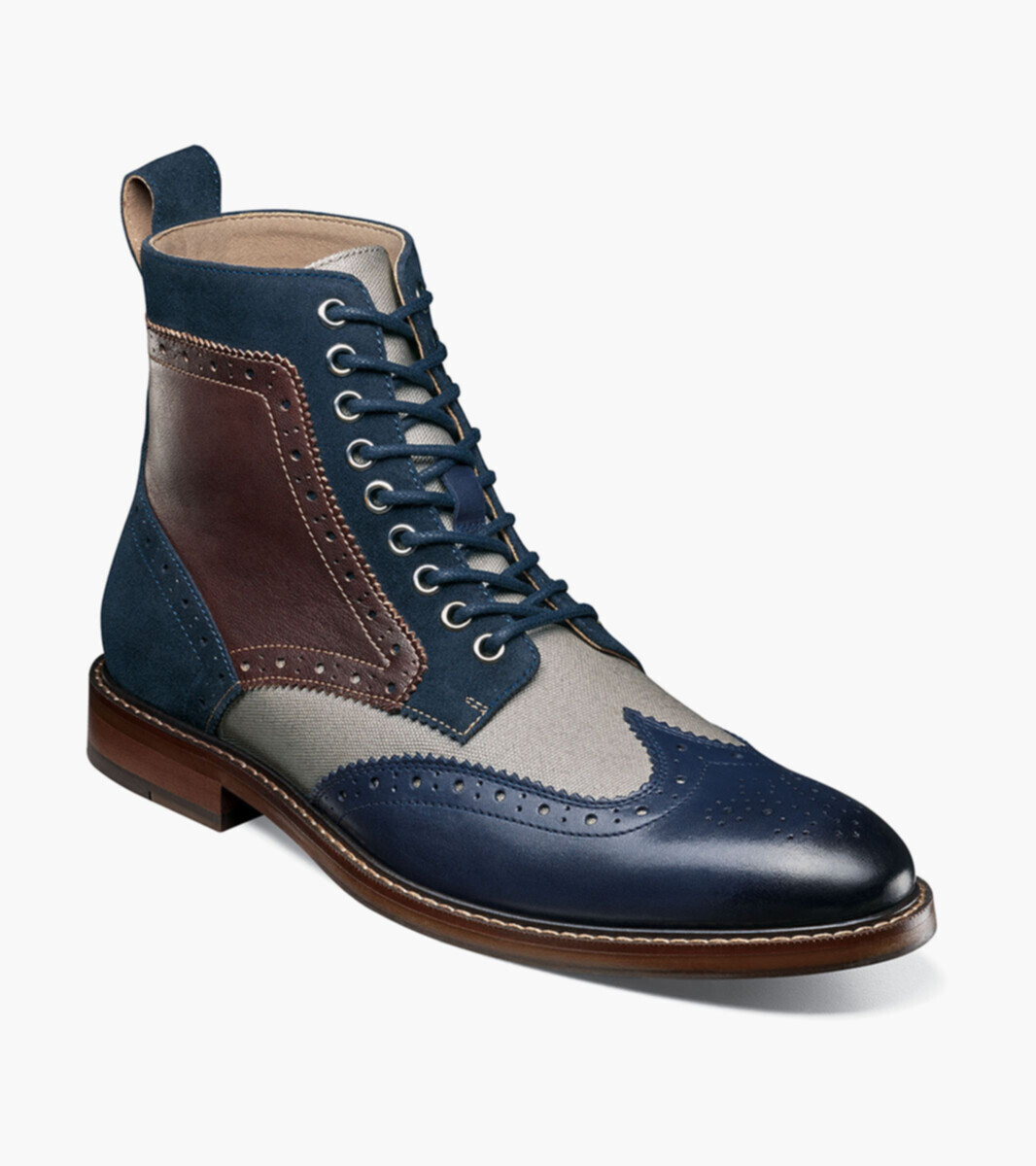 Stacy Adams Men’s Leather Dress Boots Size 10.5M Blue Laces STACY ADAMS Mens Brown Cushioned Rafferty Almond Toe Lace-Up  main image 4
