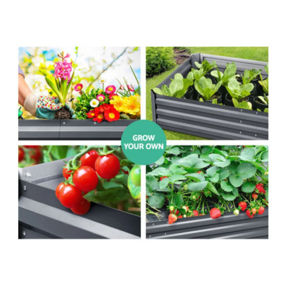 Greenfingers Galvanised Steel Raised Garden Bed Instant Planter 210x90 Aluminium - image 3 of 4