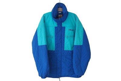 Vintage ELLESSE Ski Jacket Size XL outdoor mountains 90s style hooded blue