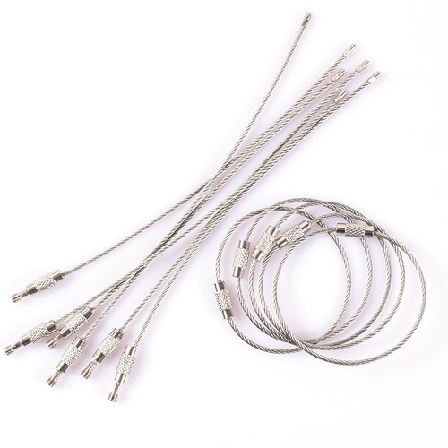 10PCS Stainless Steel EDC Aircraft Cable Wire Key Chain Ring Twist