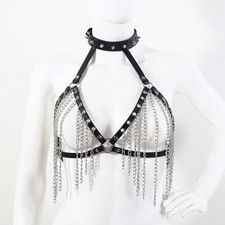 Women Chest Harness Tassel Bra Halter Bralette BDSM Bondage Lingerie for Lady