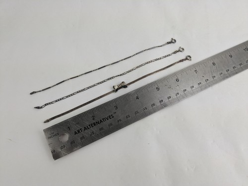 Lot Of 6 Pieces Sterling Silver Chains Necklaces Bracelets Box Curb Figaro Bar - 第 10/11 張圖片