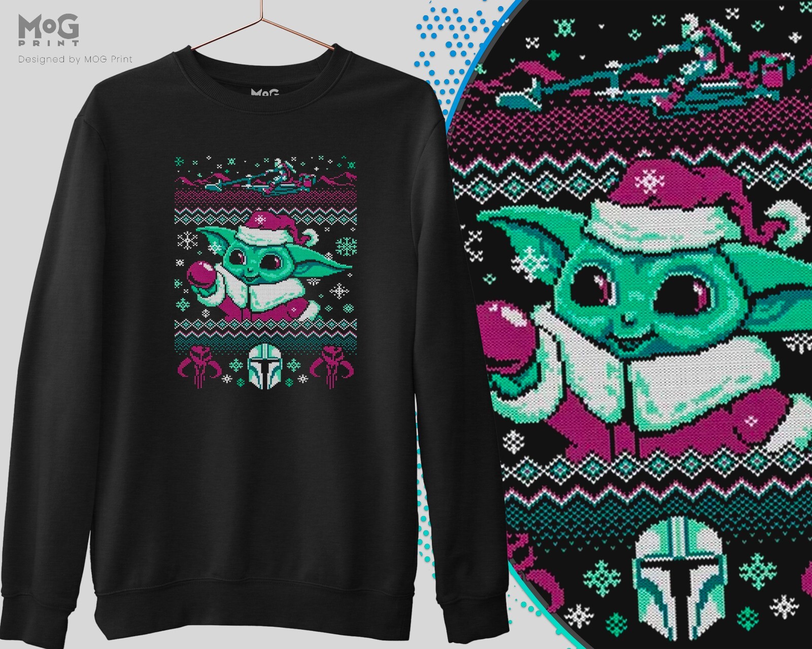 Baby Yoda Christmas Sweatshirt, Unisex Xmas Jumpers, Star Wars Festive