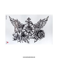1 X Xl Uhr Tattoo - LöWe, Rose, FlüGel - Temporary Haut Tattoo - TBS8324 (1)