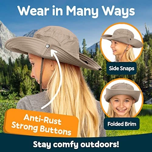 Geartop UPF 50+ Kids Sun Hat to Protect Against UV Sun Rays - Kids Bucket Hat and Sun Hats for Kids Camping Fishing Safari