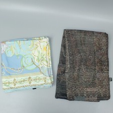 ETRO Scarf 2 Pieces Set Blue White Brown