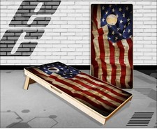 Vintage American Flag Cornhole Boards Bean Bag Toss Game