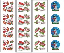 Christmas Prismatic Sticker Sheet - 2" x 7", for gifts or scrapbooking