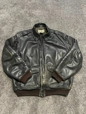 Vintage 90s LL Bean Leather Bomber Flight Jacket Men's L Made in U.S.A.