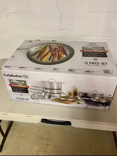 CALPHALON 12-PIECE STAINLESS STEEL 7 Pots and Pans, 5 Lids_Limited Stock