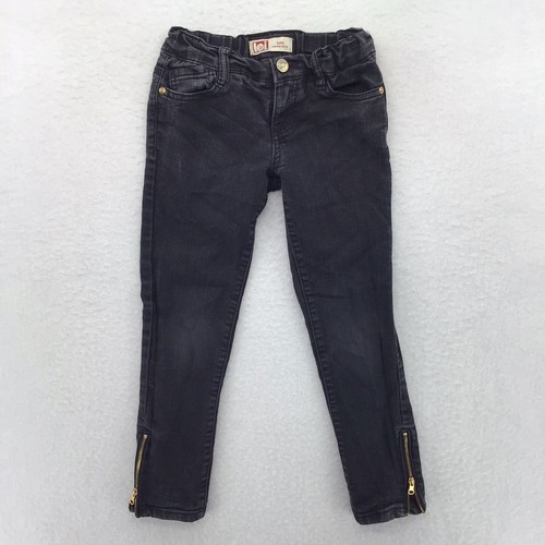 Black Stretch Denim Zip Ankle Low Rise 
