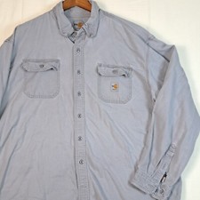 Mens Carhartt FR Shirt Size 3XL Regular Gray Long Sleeve Button Up FRS160 GrY