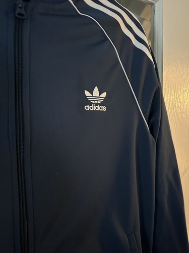 Youth Boys Adidas 3 Stripe Athletic Track Jacket Blue Full Zip XL 15-16Y - Picture 3 of 16