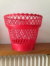 corbeille à papier / poubelle  / cache pot plastique Syla , vintage an 70 rouge 