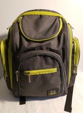 BB Gear 8 Pocket Diaper Backpack Black/Green with Changing Pad