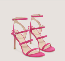 NEW Stuart Weitzman Dazzle Gladiator 100 Sandal Heel Pink Suede
