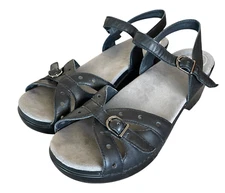 DANSKO Sissy Women's Size 42/US 11.5-12 Black Leather Strappy Slingback Sandals