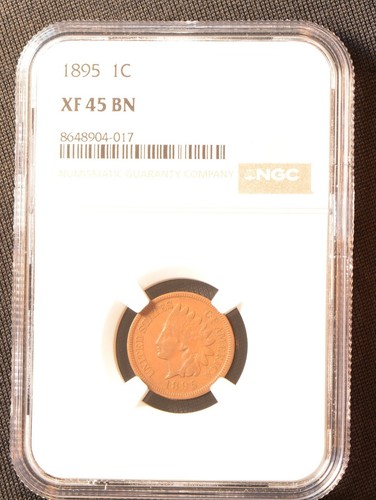 US Indian Cents 1895 1C Copper Coin NGC XF 45 BN - Picture 3 of 4