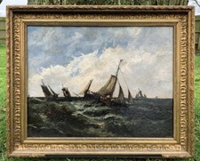 Olio su tavola scuola olandese vittoriana - spedizione in tempesta