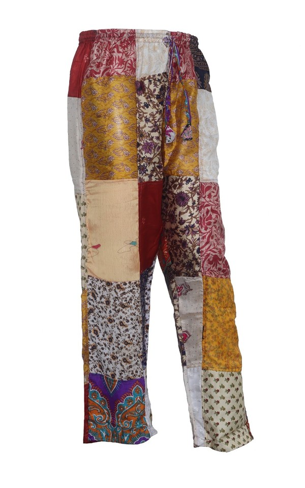 Pantalon Cargo Patchwork Hippie En Coton - Taille S à 5XL - Coupe Large à Cordon - Fait Main Népal