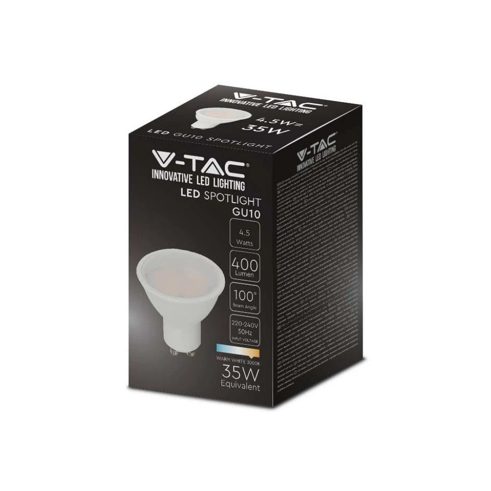 10 LAMPADINE LED GU10 V-TAC 4,5W 400LM MAX RISPARMIO ULTIMA GENERAZIONE - Immagine 4 di 4