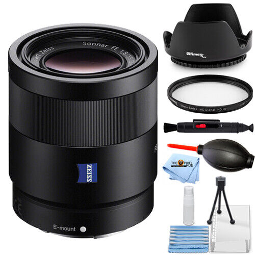 Sony Sonnar T* FE 55mm f/1.8 ZA Lens SEL55F18Z + UV Filter + Hood