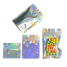 100 pcs Zip lock Bags Hologram  Small Zip Lock Plastic Bags
