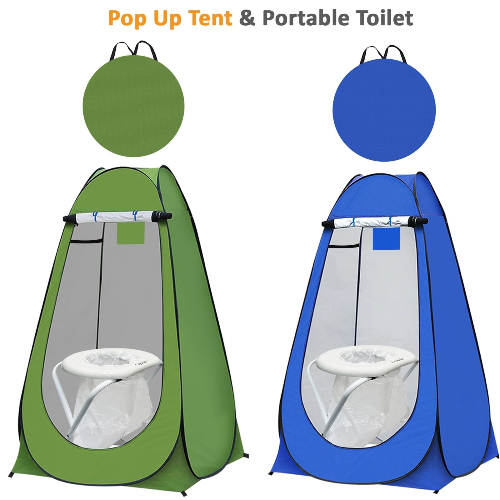 Portable Instant Pop Up Privacy Tent Camping Shower With Portable Toilet Chair
