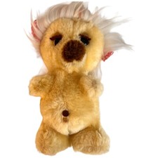 1980 Dakin Woofits Plush Pink White Polka Dot Hat Nutshell Doll Stuffed Animal