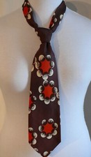 1930-40 s Art Deco Tie Eggplant , cream red