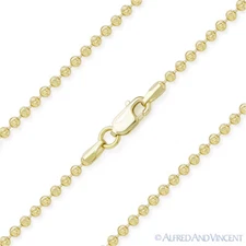 2mm Moon Cut Bead Link 925 Sterling Silver 14k Yellow Gold-Plated Chain Necklace