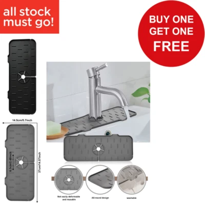 Faucet Splash Guard Silicone Sink Water Drip Pad Mat Drying Tray Bath Kitchen