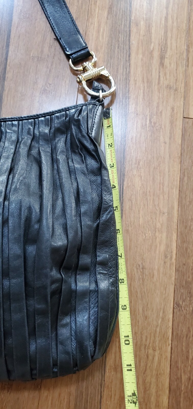 Cosci Italian soft leather shoulder bag, Black with p… Gem