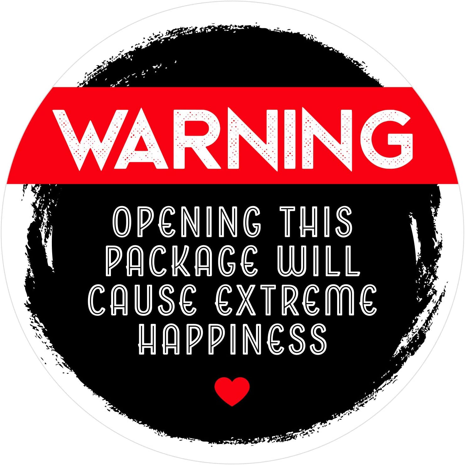 Easykart Black and Red Adorable Warning Extreme Happiness Stickers | 500 Pcs/Ro