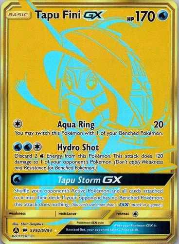 Tapu Fini GX Holo Shiny Holo Rare Hidden Fates: Shiny Vault SV92/SV94 NM