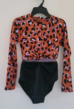 Art Class Girls Pink Animal Print One-Piece Swimsuit Orange Black L 10/12 NWT