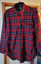 VINTAGE Pendleton 100 Pure Virgin Wool Red Black Plaid Flannel Shirt Pre 1994