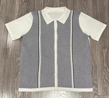 Dickie Greenleaf 50s Knit Retro Button Down Short Sleeve Polo Shirt Size XL