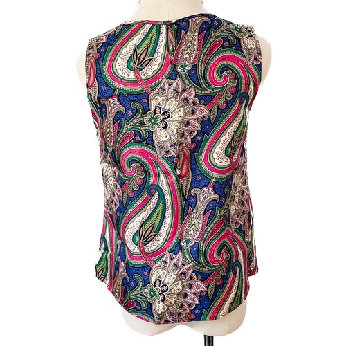 Talbots 100% silk Vibrant colorful paisley print tank shell size 4P - Picture 3 of 6