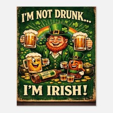Funny Irish St. Patrick's Day Poster Leprechaun Beer Tin Metal Signs Home D cor