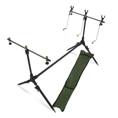 Karpfenangeln Session Rod Pod Ständer - 3 Blinker, Auflagen, Buzzer Bars, Case