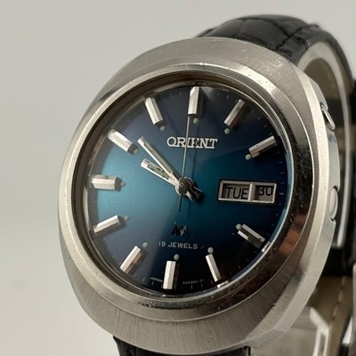 Orient Crystal Focus Day Date Automatik Armbanduhr Blau Uhr Original